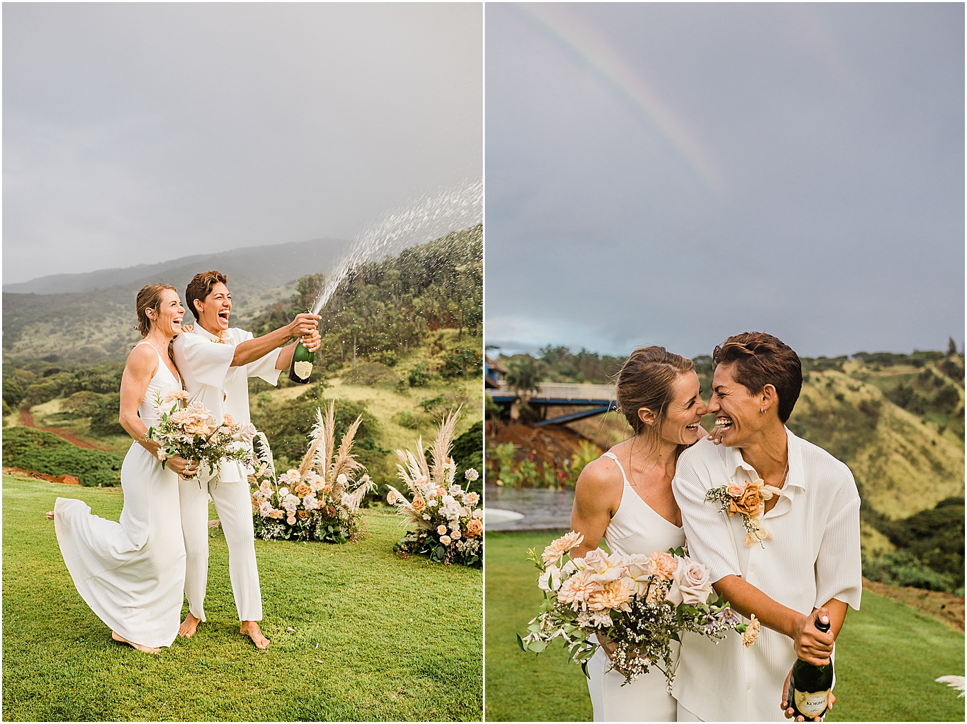 couple celebrating wedding at Couple eloping at kaala vista venue