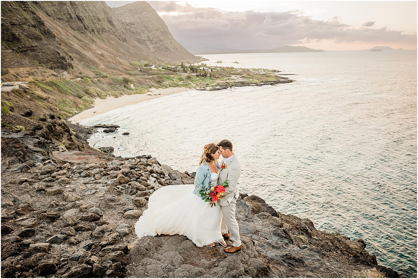 wedding in hawaii bride and groom portrait