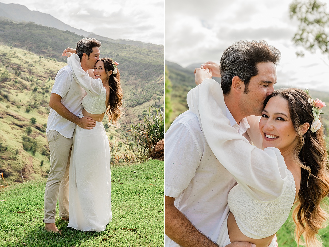 Bride and groom portraits at Elopement ceremony at Waialua Valley Farms