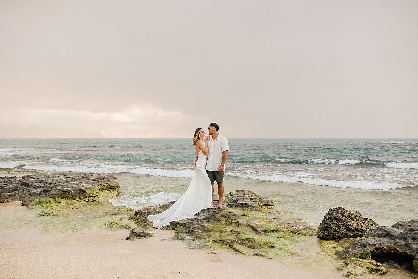 North Shore Oahu Elopement ceremony at the beach.