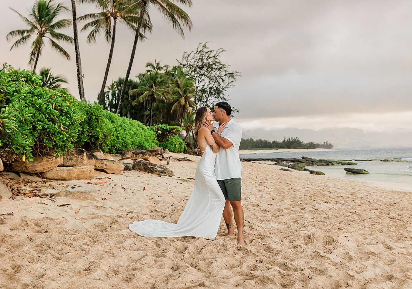 North Shore Oahu Elopement ceremony at the beach.